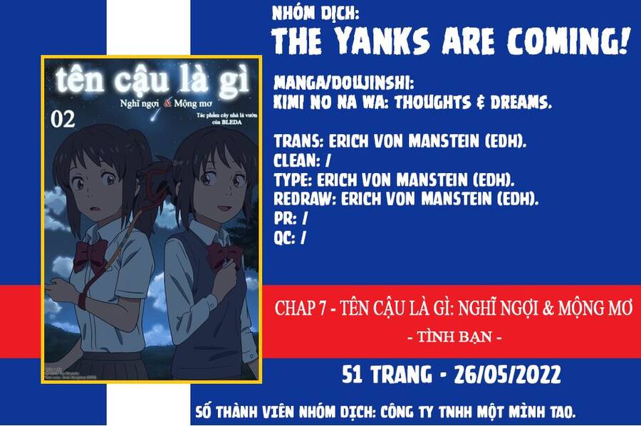Tên Cậu Là Gì: Nghĩ Ngợi & Mộng Mơ - Chương 7